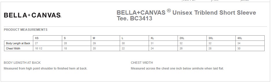 Sizing Chart